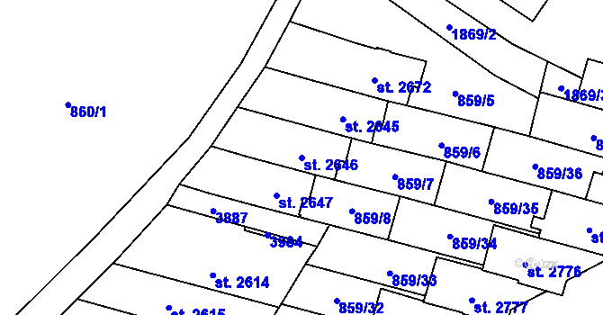 Parcela st. 2646 v KÚ Vrchlabí, Katastrální mapa