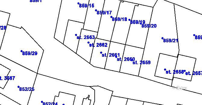 Parcela st. 2661 v KÚ Vrchlabí, Katastrální mapa