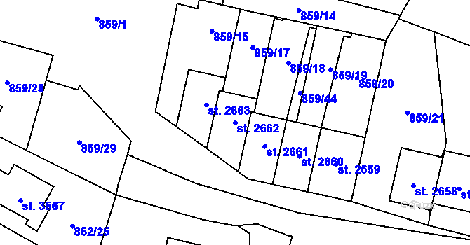 Parcela st. 2662 v KÚ Vrchlabí, Katastrální mapa