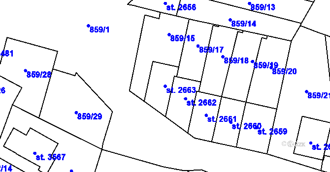 Parcela st. 2663 v KÚ Vrchlabí, Katastrální mapa