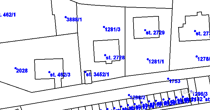 Parcela st. 2728 v KÚ Vrchlabí, Katastrální mapa