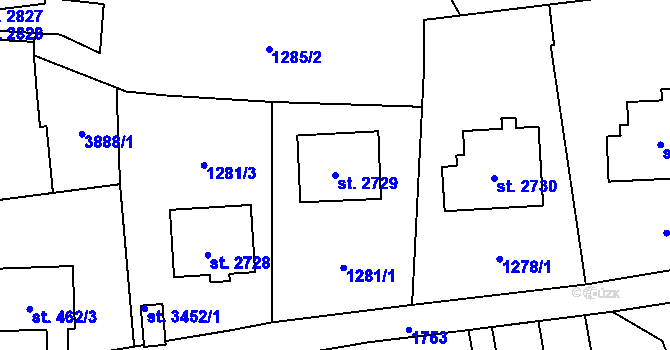 Parcela st. 2729 v KÚ Vrchlabí, Katastrální mapa