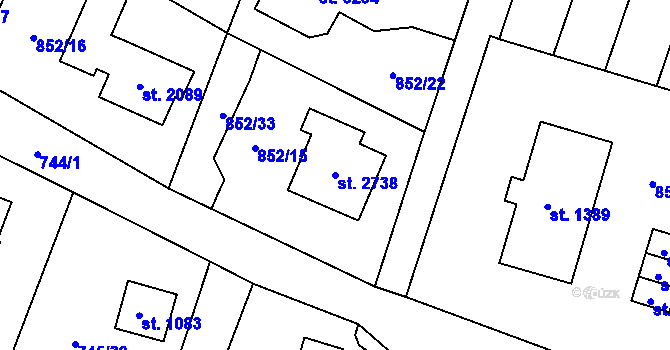 Parcela st. 2738 v KÚ Vrchlabí, Katastrální mapa