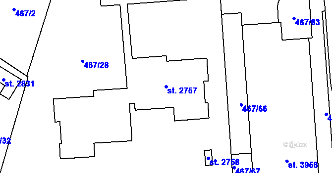 Parcela st. 2757 v KÚ Vrchlabí, Katastrální mapa