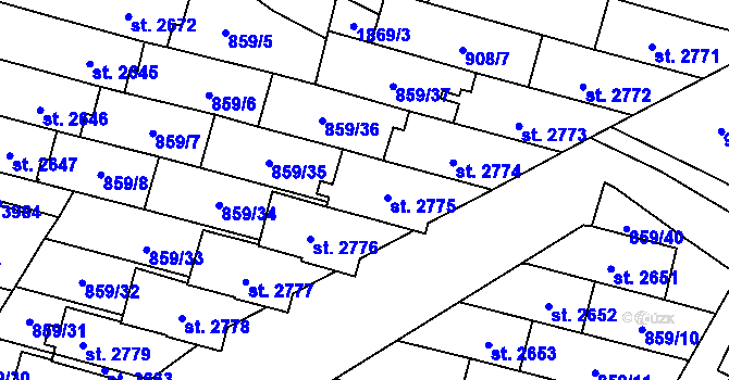 Parcela st. 2775 v KÚ Vrchlabí, Katastrální mapa