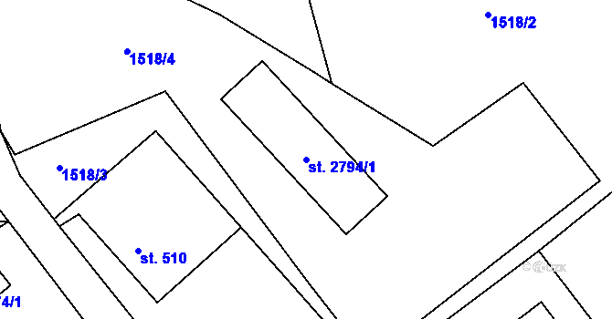 Parcela st. 2794/1 v KÚ Vrchlabí, Katastrální mapa
