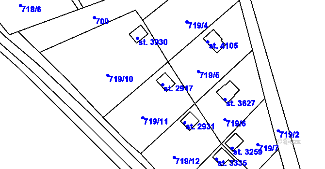 Parcela st. 2917 v KÚ Vrchlabí, Katastrální mapa