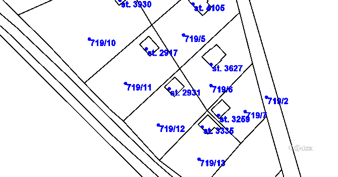 Parcela st. 2931 v KÚ Vrchlabí, Katastrální mapa