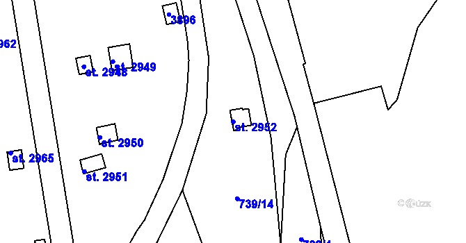 Parcela st. 2952 v KÚ Vrchlabí, Katastrální mapa