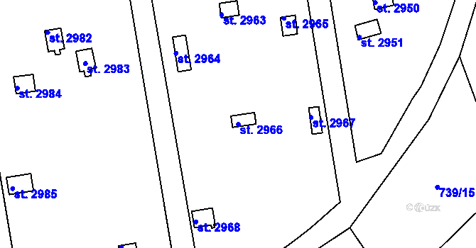 Parcela st. 2966 v KÚ Vrchlabí, Katastrální mapa