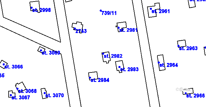 Parcela st. 2982 v KÚ Vrchlabí, Katastrální mapa
