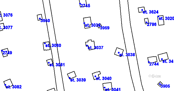Parcela st. 3037 v KÚ Vrchlabí, Katastrální mapa