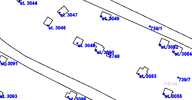 Parcela st. 3050 v KÚ Vrchlabí, Katastrální mapa