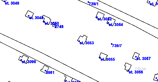 Parcela st. 3053 v KÚ Vrchlabí, Katastrální mapa