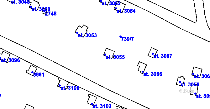 Parcela st. 3055 v KÚ Vrchlabí, Katastrální mapa