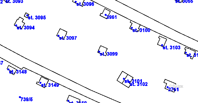 Parcela st. 3099 v KÚ Vrchlabí, Katastrální mapa