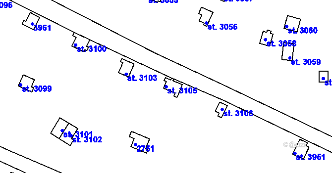 Parcela st. 3105 v KÚ Vrchlabí, Katastrální mapa