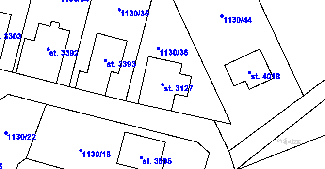 Parcela st. 3127 v KÚ Vrchlabí, Katastrální mapa