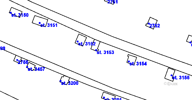 Parcela st. 3153 v KÚ Vrchlabí, Katastrální mapa