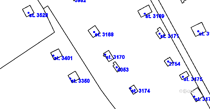 Parcela st. 3170 v KÚ Vrchlabí, Katastrální mapa