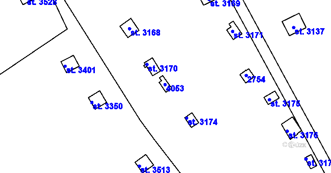 Parcela st. 3172 v KÚ Vrchlabí, Katastrální mapa