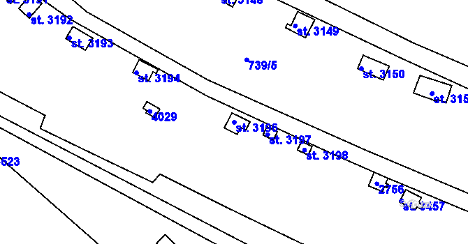Parcela st. 3196 v KÚ Vrchlabí, Katastrální mapa