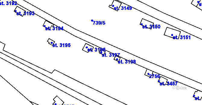 Parcela st. 3197 v KÚ Vrchlabí, Katastrální mapa
