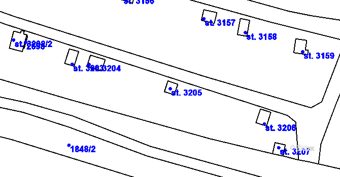 Parcela st. 3205 v KÚ Vrchlabí, Katastrální mapa