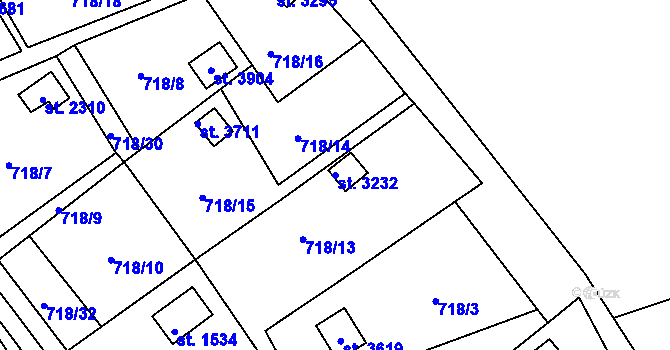 Parcela st. 3232 v KÚ Vrchlabí, Katastrální mapa