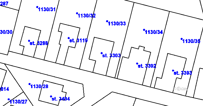 Parcela st. 3303 v KÚ Vrchlabí, Katastrální mapa