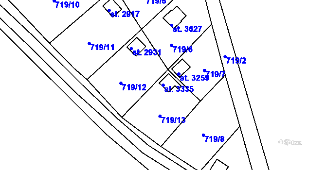 Parcela st. 3335 v KÚ Vrchlabí, Katastrální mapa