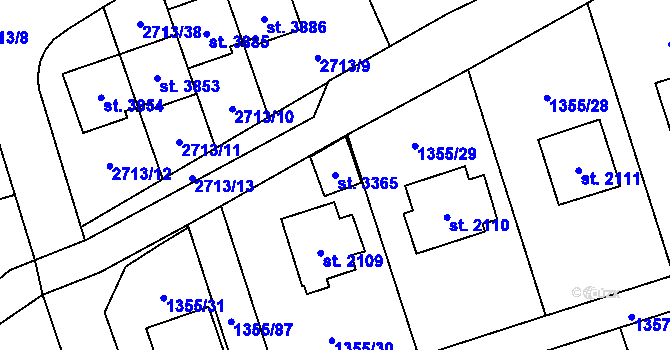 Parcela st. 3365 v KÚ Vrchlabí, Katastrální mapa
