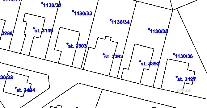 Parcela st. 3392 v KÚ Vrchlabí, Katastrální mapa