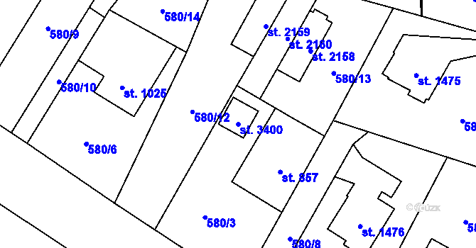 Parcela st. 3400 v KÚ Vrchlabí, Katastrální mapa