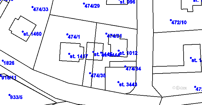 Parcela st. 3444 v KÚ Vrchlabí, Katastrální mapa