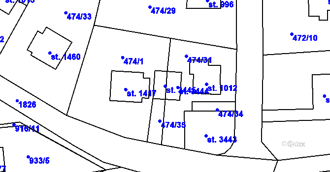 Parcela st. 3445 v KÚ Vrchlabí, Katastrální mapa