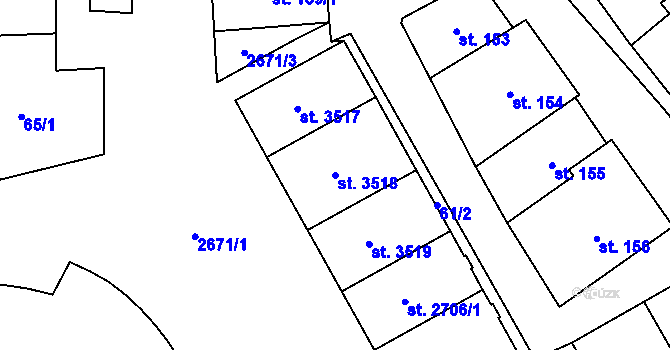 Parcela st. 3518 v KÚ Vrchlabí, Katastrální mapa