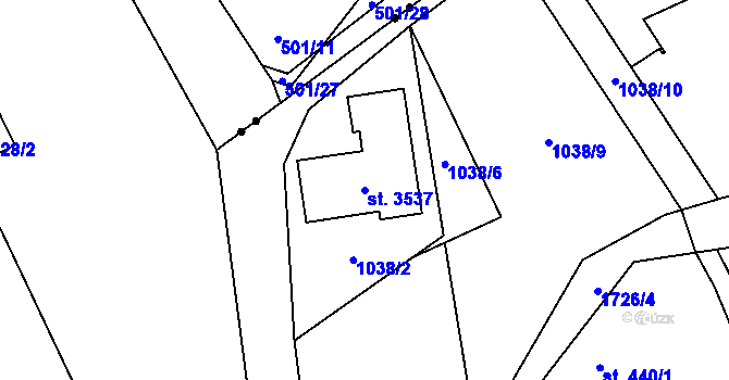 Parcela st. 3537 v KÚ Vrchlabí, Katastrální mapa