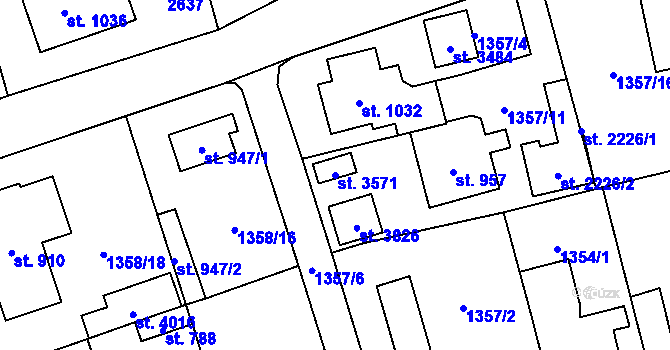 Parcela st. 3571 v KÚ Vrchlabí, Katastrální mapa