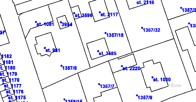 Parcela st. 3585 v KÚ Vrchlabí, Katastrální mapa