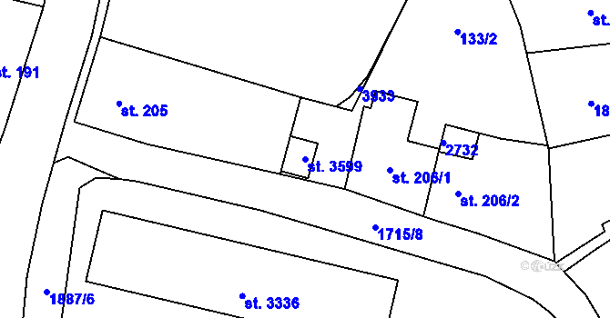 Parcela st. 3599 v KÚ Vrchlabí, Katastrální mapa