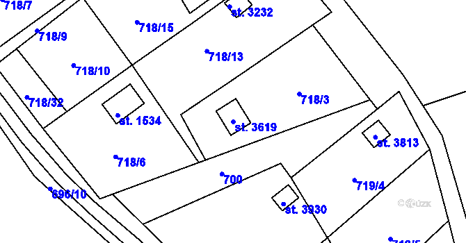 Parcela st. 3619 v KÚ Vrchlabí, Katastrální mapa