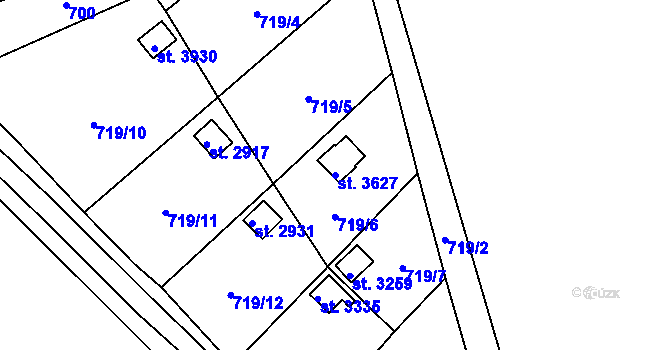 Parcela st. 3627 v KÚ Vrchlabí, Katastrální mapa