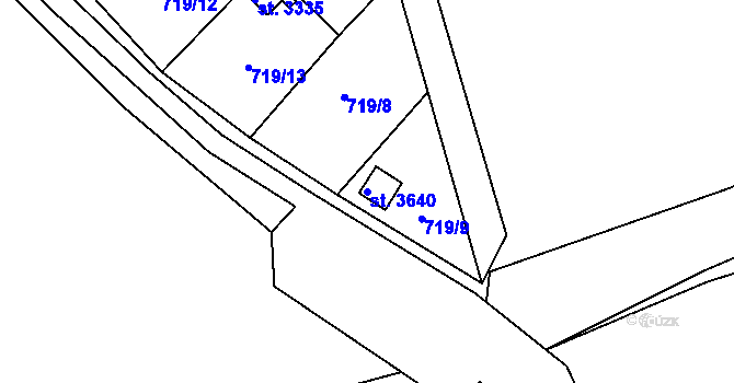 Parcela st. 3640 v KÚ Vrchlabí, Katastrální mapa