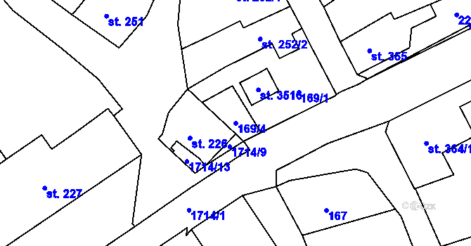 Parcela st. 169/4 v KÚ Vrchlabí, Katastrální mapa