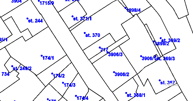 Parcela st. 217 v KÚ Vrchlabí, Katastrální mapa