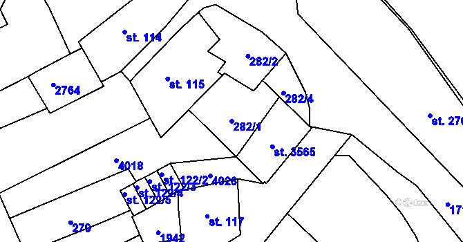 Parcela st. 282/1 v KÚ Vrchlabí, Katastrální mapa