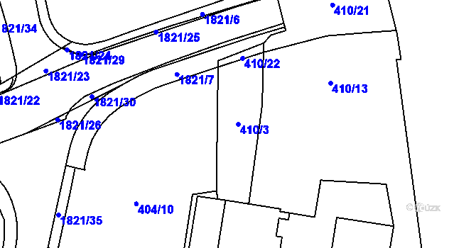 Parcela st. 410/3 v KÚ Vrchlabí, Katastrální mapa