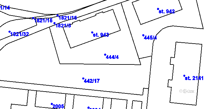 Parcela st. 444/4 v KÚ Vrchlabí, Katastrální mapa