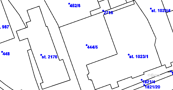 Parcela st. 444/5 v KÚ Vrchlabí, Katastrální mapa
